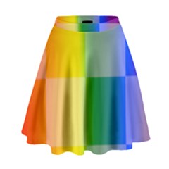 Lgbt Rainbow Buffalo Check Lgbtq Pride Squares Pattern High Waist Skirt by yoursparklingshop