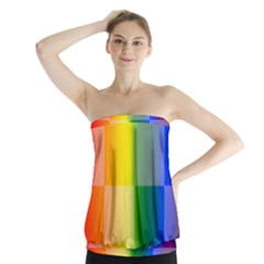 Lgbt Rainbow Buffalo Check Lgbtq Pride Squares Pattern Strapless Top by yoursparklingshop