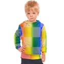 LGBT Rainbow Buffalo Check LGBTQ Pride Squares Pattern Kids  Hooded Pullover View1