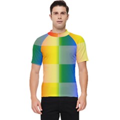 Lgbt Rainbow Buffalo Check Lgbtq Pride Squares Pattern Men s Short Sleeve Rash Guard by yoursparklingshop