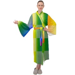 Lgbt Rainbow Buffalo Check Lgbtq Pride Squares Pattern Maxi Velour Kimono by yoursparklingshop