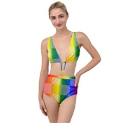 Lgbt Rainbow Buffalo Check Lgbtq Pride Squares Pattern Tied Up Two Piece Swimsuit by yoursparklingshop