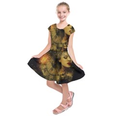 Surreal Steampunk Queen From Fonebook Kids  Short Sleeve Dress by 2853937