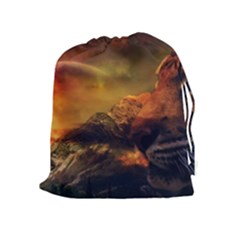 Tiger King In A Fantastic Landscape From Fonebook Drawstring Pouch (xl) by 2853937