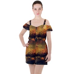 Tiger King In A Fantastic Landscape From Fonebook Ruffle Cut Out Chiffon Playsuit by 2853937