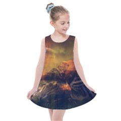 Tiger King In A Fantastic Landscape From Fonebook Kids  Summer Dress by 2853937