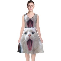 Wow Kitty Cat From Fonebook V-neck Midi Sleeveless Dress  by 2853937