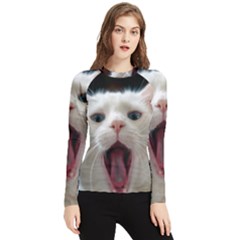 Wow Kitty Cat From Fonebook Women s Long Sleeve Rash Guard