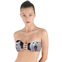 Wow Kitty Cat From Fonebook Twist Bandeau Bikini Top by 2853937