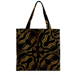 Black And Orange Geometric Design Zipper Grocery Tote Bag