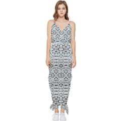 Dots Motif Geometric Print Design Sleeveless Tie Ankle Jumpsuit