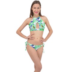 Summer Sequins Cross Front Halter Bikini Set