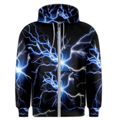 Blue Electric Thunder Storm, Colorful Lightning Graphic Men s Zipper Hoodie by picsaspassion