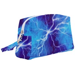 Blue Thunder Lightning At Night, Graphic Art Wristlet Pouch Bag (large) by picsaspassion