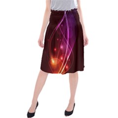  Colorful Arcs In Neon Light, Modern Graphic Art Midi Beach Skirt by picsaspassion