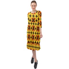 Zappwaits-retro Ruffle End Midi Chiffon Dress by zappwaits