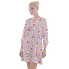 Kawaii Cupcake  Open Neck Shift Dress