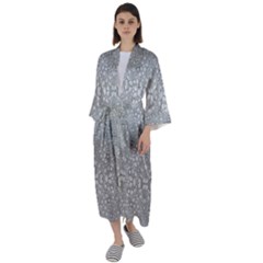 Modern Ornate Geometric Silver Pattern Maxi Satin Kimono by dflcprintsclothing