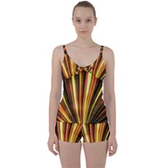 Energy Flash Futuristic Glitter Tie Front Two Piece Tankini