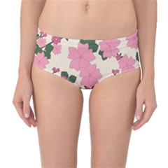 Floral Vintage Flowers Mid-waist Bikini Bottoms