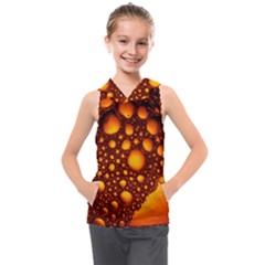 Bubbles Abstract Art Gold Golden Kids  Sleeveless Hoodie by Dutashop