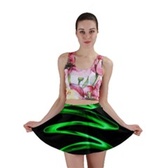 Green Light Painting Zig-zag Mini Skirt