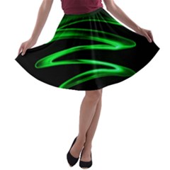 Green Light Painting Zig-zag A-line Skater Skirt by Dutashop