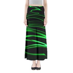 Green Light Painting Zig-zag Full Length Maxi Skirt by Dutashop