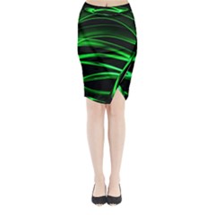 Green Light Painting Zig-zag Midi Wrap Pencil Skirt by Dutashop