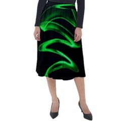 Green Light Painting Zig-zag Classic Velour Midi Skirt  by Dutashop