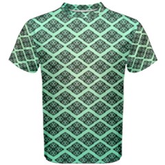 Pattern Texture Geometric Pattern Green Men s Cotton Tee by Dutashop