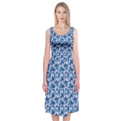 Blue Pattern Scrapbook Midi Sleeveless Dress by Dutashop