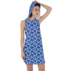 Blue Pattern Scrapbook Racer Back Hoodie Dress by Dutashop