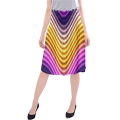 Wave Line Waveform Sound Orange Midi Beach Skirt