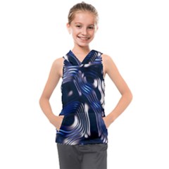 Structure Blue Background Kids  Sleeveless Hoodie by Dutashop