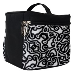 Interlace Black And White Pattern Make Up Travel Bag (small) by dflcprintsclothing