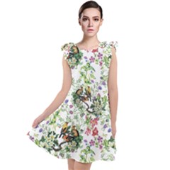 Green Flora Tie Up Tunic Dress by goljakoff