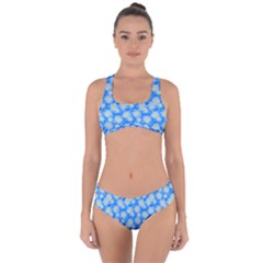 Hydrangea Blue Glitter Round Criss Cross Bikini Set