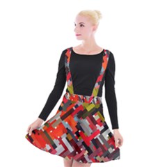 Maze Abstract Texture Rainbow Suspender Skater Skirt