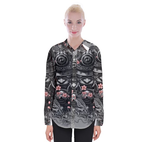 Samurai Oni Mask Womens Long Sleeve Shirt by Saga96