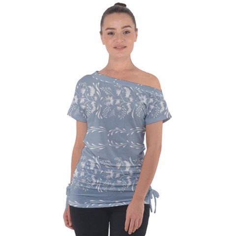 Fantasy Flowers Off Shoulder Tie-up Tee by Eskimos