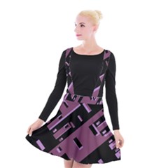 Dark Geometric Shapes Print Pattern Suspender Skater Skirt