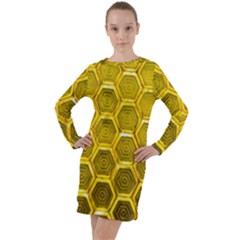 Hexagon Windows Long Sleeve Hoodie Dress by essentialimage365