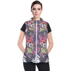 Purple Flowers Women s Puffer Vest by goljakoff