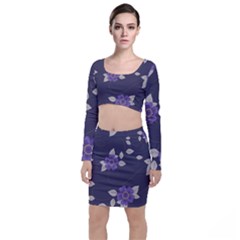 Purple Flowers Top And Skirt Sets by goljakoff