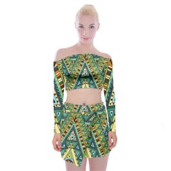 Native Mandala Off Shoulder Top With Mini Skirt Set