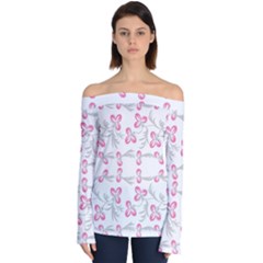 Pink Folk Flowers Off Shoulder Long Sleeve Top by Eskimos