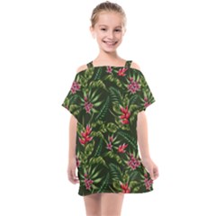 Tropical Flowers Kids  One Piece Chiffon Dress by goljakoff