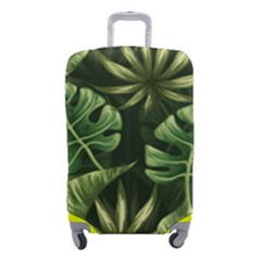 Green Tropical Leaves Luggage Cover (small) by goljakoff