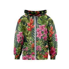 Tropic Flowers Kids  Zipper Hoodie by goljakoff